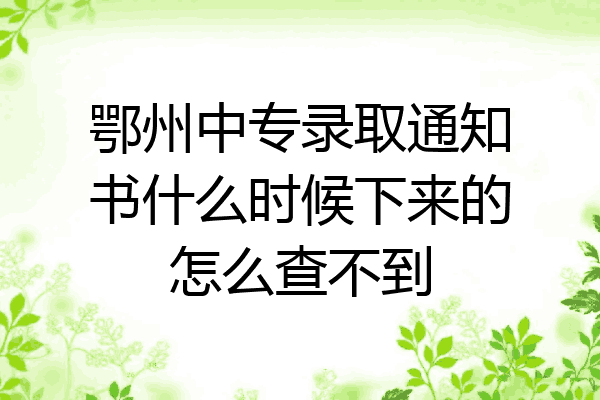 鄂州中专录取通知书什么时候下来的怎么查不到