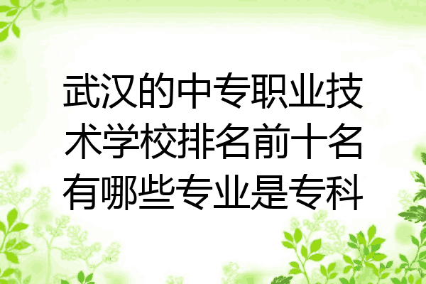 武汉的中专职业技术学校排名前十名有哪些专业是专科