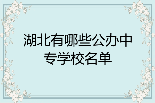 湖北有哪些公办中专学校名单