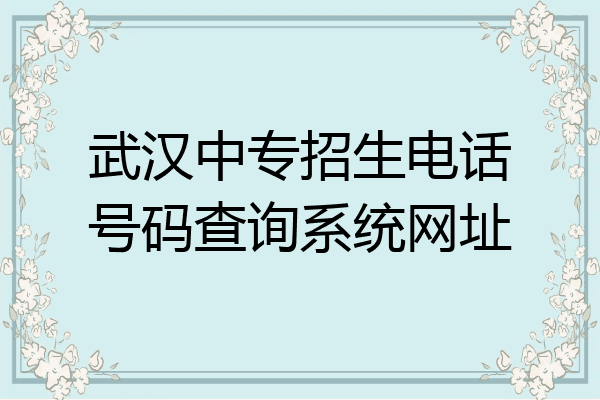 武汉中专招生电话号码查询系统网址
