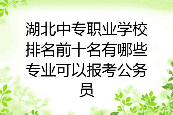 湖北中专职业学校排名前十名有哪些专业可以报考公务员