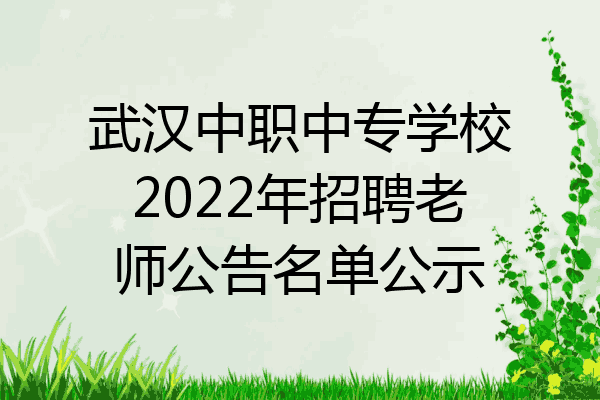 武汉中职中专学校2022年招聘老师公告名单公示
