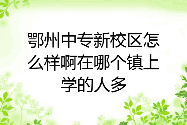 鄂州中专新校区怎么样啊在哪个镇上学的人多