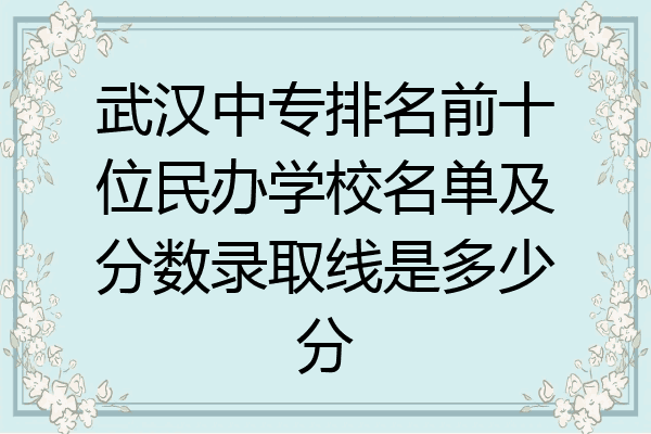 武汉中专排名前十位民办学校名单及分数录取线是多少分