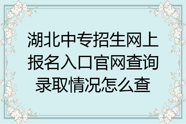 湖北中专招生网上报名入口官网查询录取情况怎么查