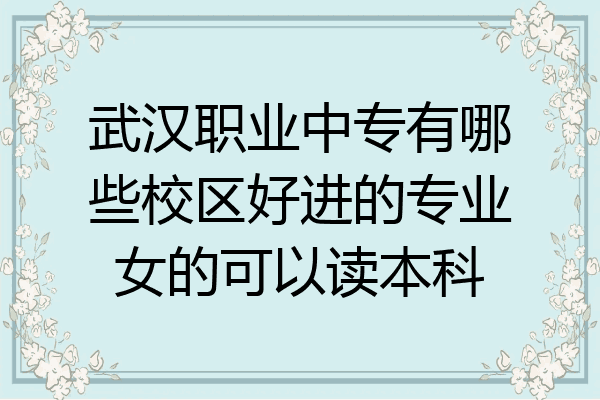 武汉职业中专有哪些校区好进的专业女的可以读本科
