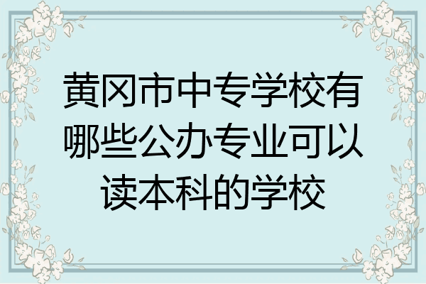 黄冈市中专学校有哪些公办专业可以读本科的学校