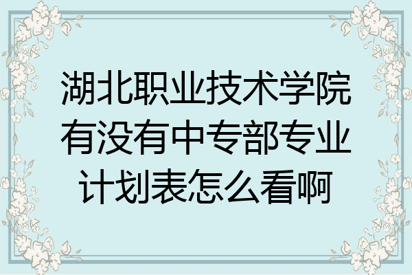 湖北职业技术学院有没有中专部专业计划表怎么看啊