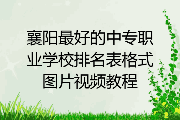 襄阳最好的中专职业学校排名表格式图片视频教程