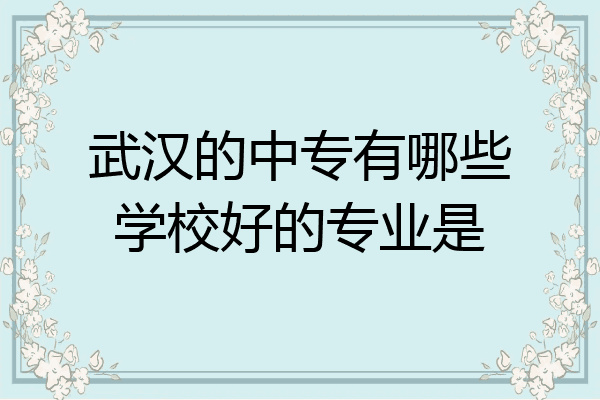 武汉的中专有哪些学校好的专业是