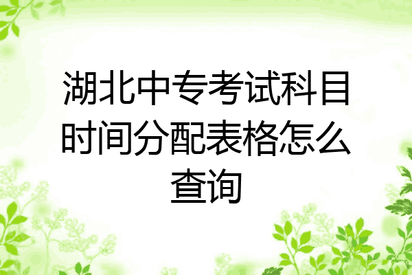 湖北中专考试科目时间分配表格怎么查询