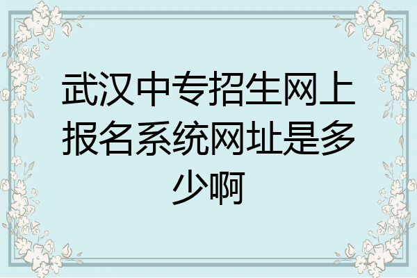 武汉中专招生网上报名系统网址是多少啊