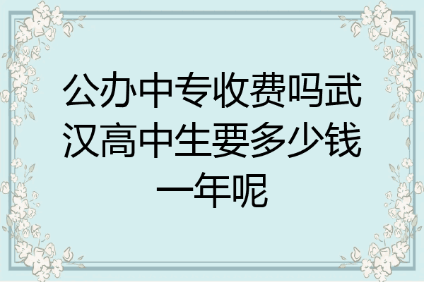 公办中专收费吗武汉高中生要多少钱一年呢
