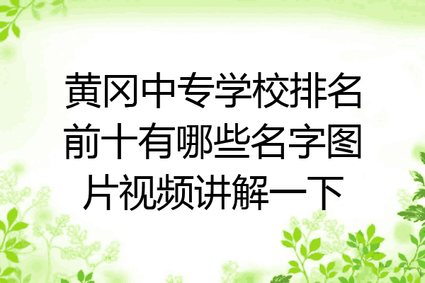 黄冈中专学校排名前十有哪些名字图片视频讲解一下