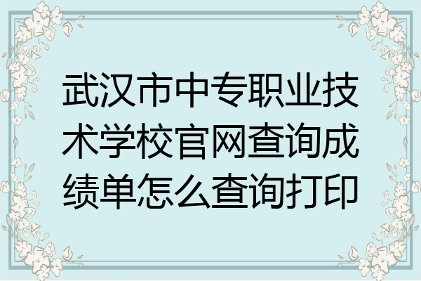 武汉市中专职业技术学校官网查询成绩单怎么查询打印