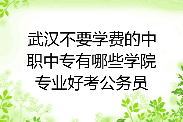 武汉不要学费的中职中专有哪些学院专业好考公务员