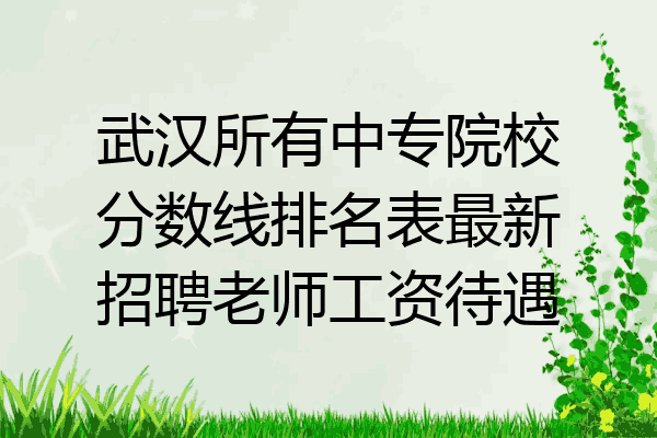 武汉所有中专院校分数线排名表最新招聘老师工资待遇