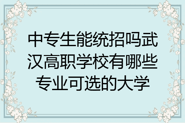 中专生能统招吗武汉高职学校有哪些专业可选的大学