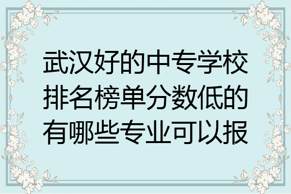 武汉好的中专学校排名榜单分数低的有哪些专业可以报