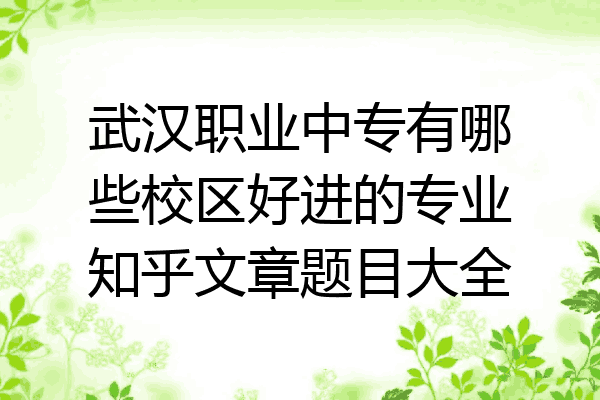 武汉职业中专有哪些校区好进的专业知乎文章题目大全
