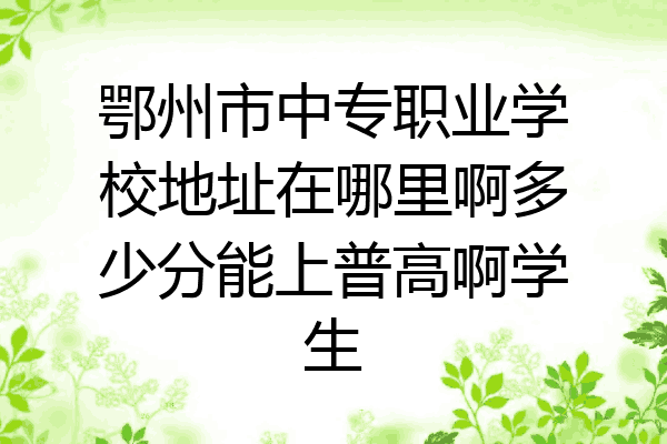 鄂州市中专职业学校地址在哪里啊多少分能上普高啊学生