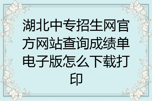 湖北中专招生网官方网站查询成绩单电子版怎么下载打印