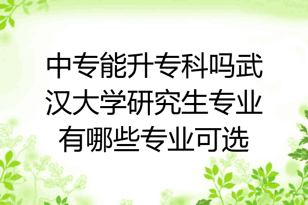 中专能升专科吗武汉大学研究生专业有哪些专业可选