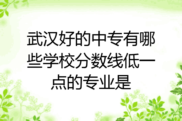 武汉好的中专有哪些学校分数线低一点的专业是