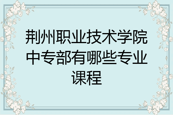 荆州职业技术学院中专部有哪些专业课程