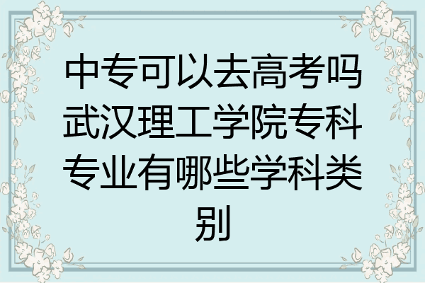 中专可以去高考吗武汉理工学院专科专业有哪些学科类别