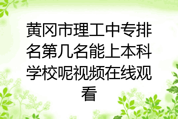 黄冈市理工中专排名第几名能上本科学校呢视频在线观看