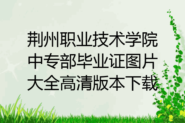荆州职业技术学院中专部毕业证图片大全高清版本下载