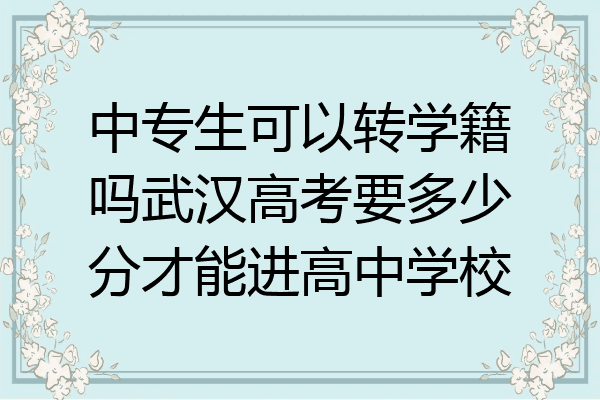 中专生可以转学籍吗武汉高考要多少分才能进高中学校