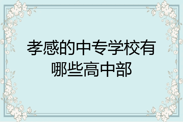 孝感的中专学校有哪些高中部