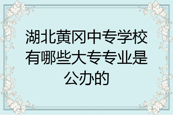 湖北黄冈中专学校有哪些大专专业是公办的