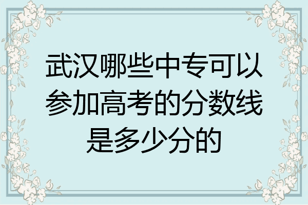 武汉哪些中专可以参加高考的分数线是多少分的