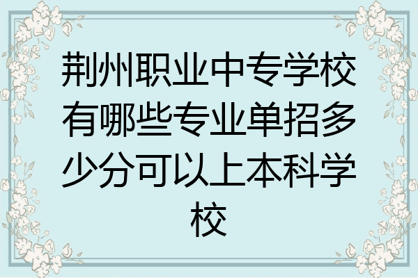 荆州职业中专学校有哪些专业单招多少分可以上本科学校
