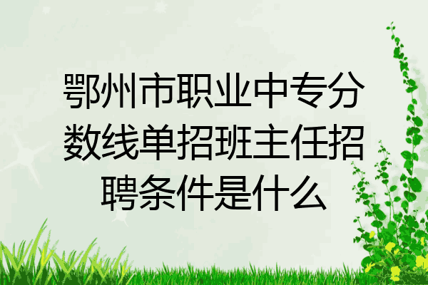 鄂州市职业中专分数线单招班主任招聘条件是什么