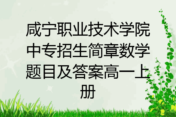 咸宁职业技术学院中专招生简章数学题目及答案高一上册