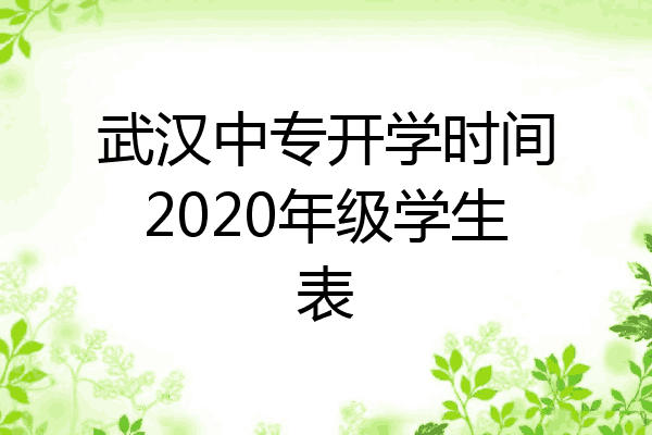 武汉中专开学时间2020年级学生表