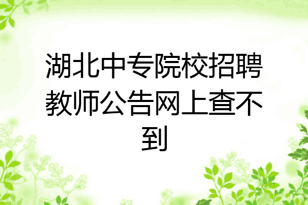 湖北中专院校招聘教师公告网上查不到