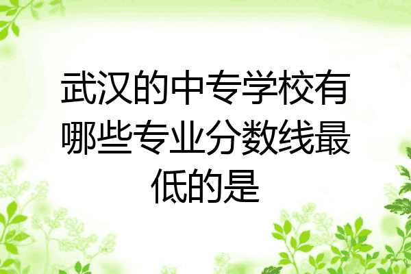 武汉的中专学校有哪些专业分数线最低的是