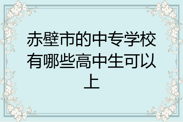 赤壁市的中专学校有哪些高中生可以上