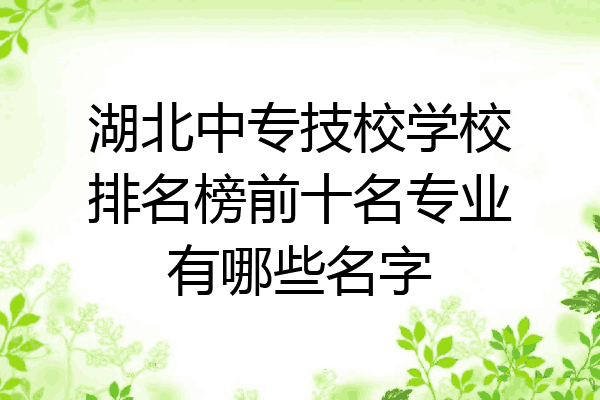 湖北中专技校学校排名榜前十名专业有哪些名字
