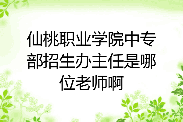 仙桃职业学院中专部招生办主任是哪位老师啊