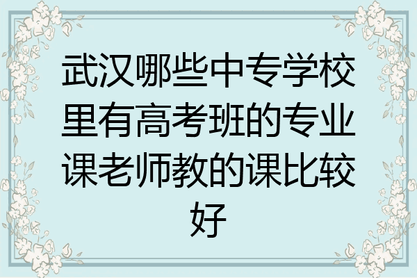 武汉哪些中专学校里有高考班的专业课老师教的课比较好