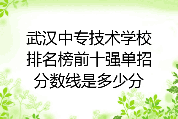 武汉中专技术学校排名榜前十强单招分数线是多少分