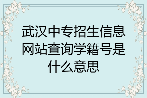 武汉中专招生信息网站查询学籍号是什么意思