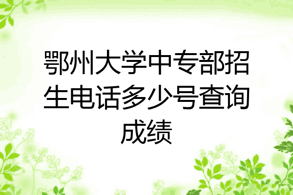 鄂州大学中专部招生电话多少号查询成绩