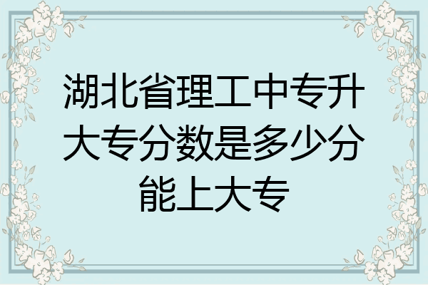 湖北省理工中专升大专分数是多少分能上大专